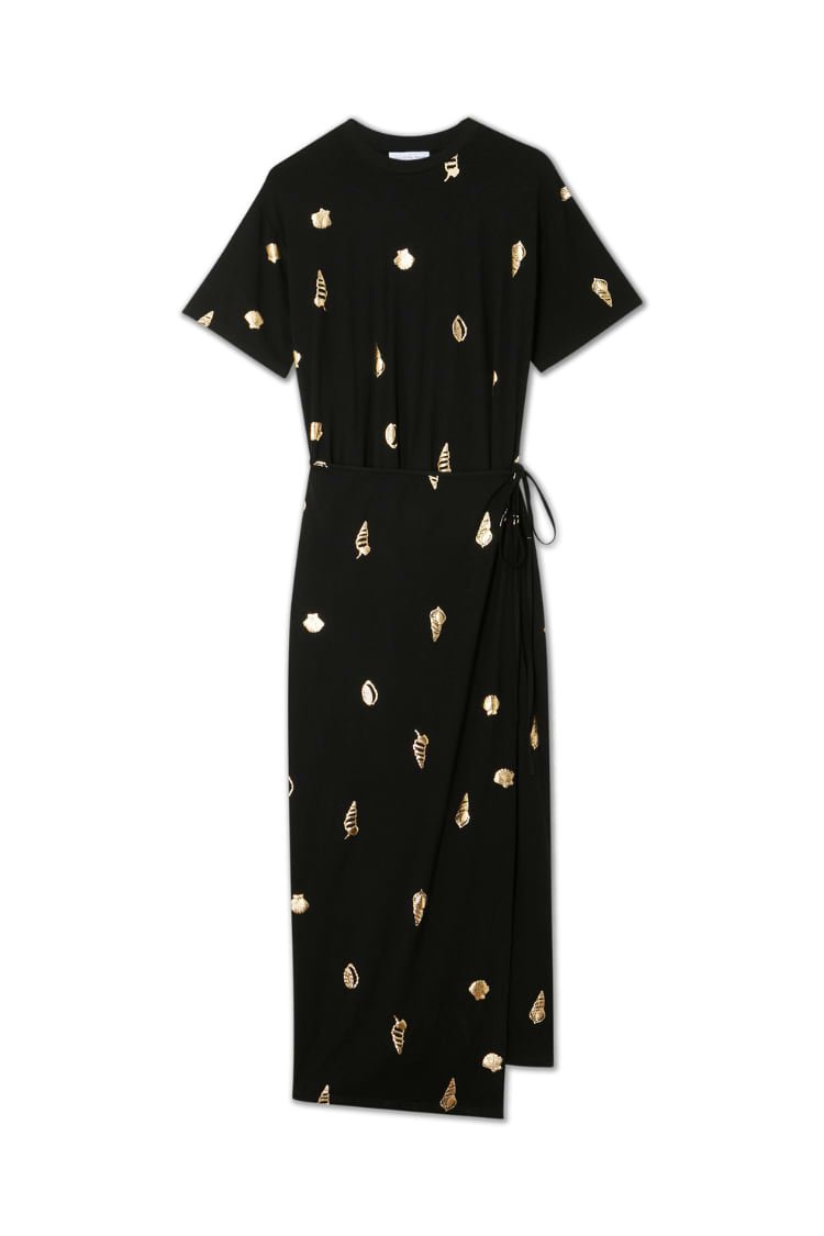 Black Shell Midi Leia Dress Petite