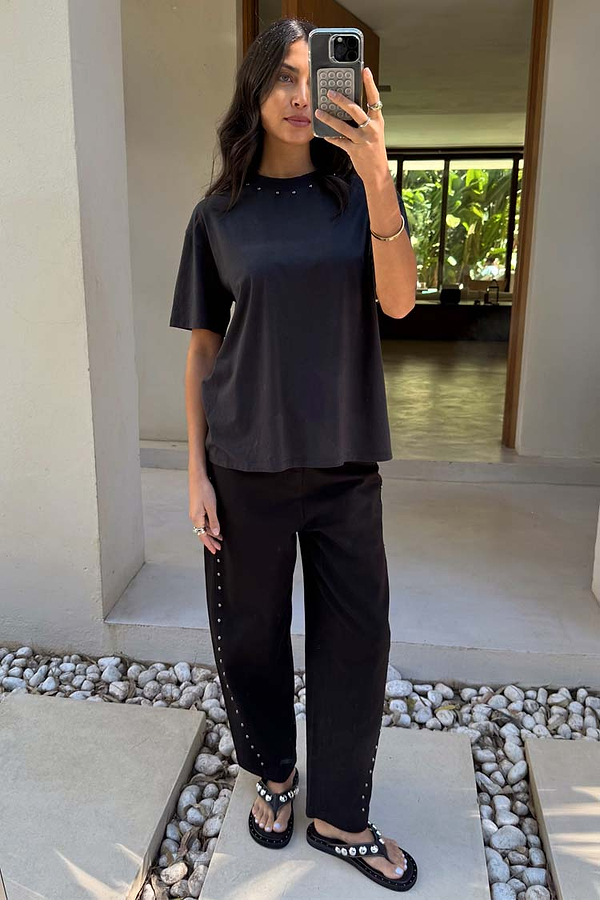 Black Studded Trim Shirt main image 1