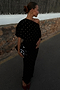 Black Tilly Plisse Dress with Gold Fleck