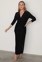 Thumbnail for caption_Model wears Black Leopard Devore Willow Wrap Dress  in UK size 8/ US 4