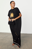 Thumbnail for Black Sunshine Palm T-Shirt Dress