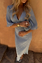 Ice Blue Plisse Short Sleeve Celeste Dress
