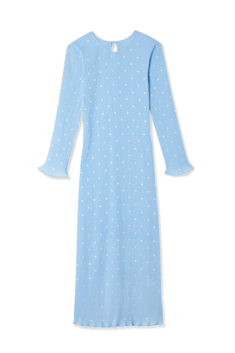 Blue Plisse Chloe Dress