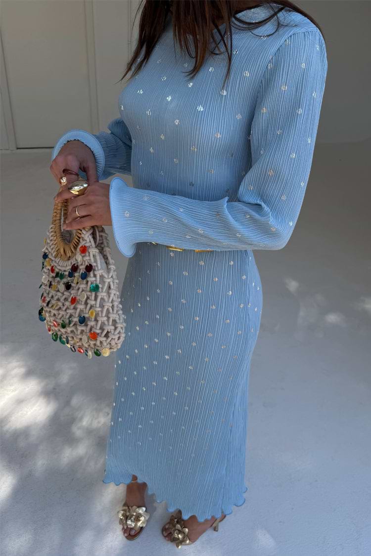 Blue Plisse Chloe Dress