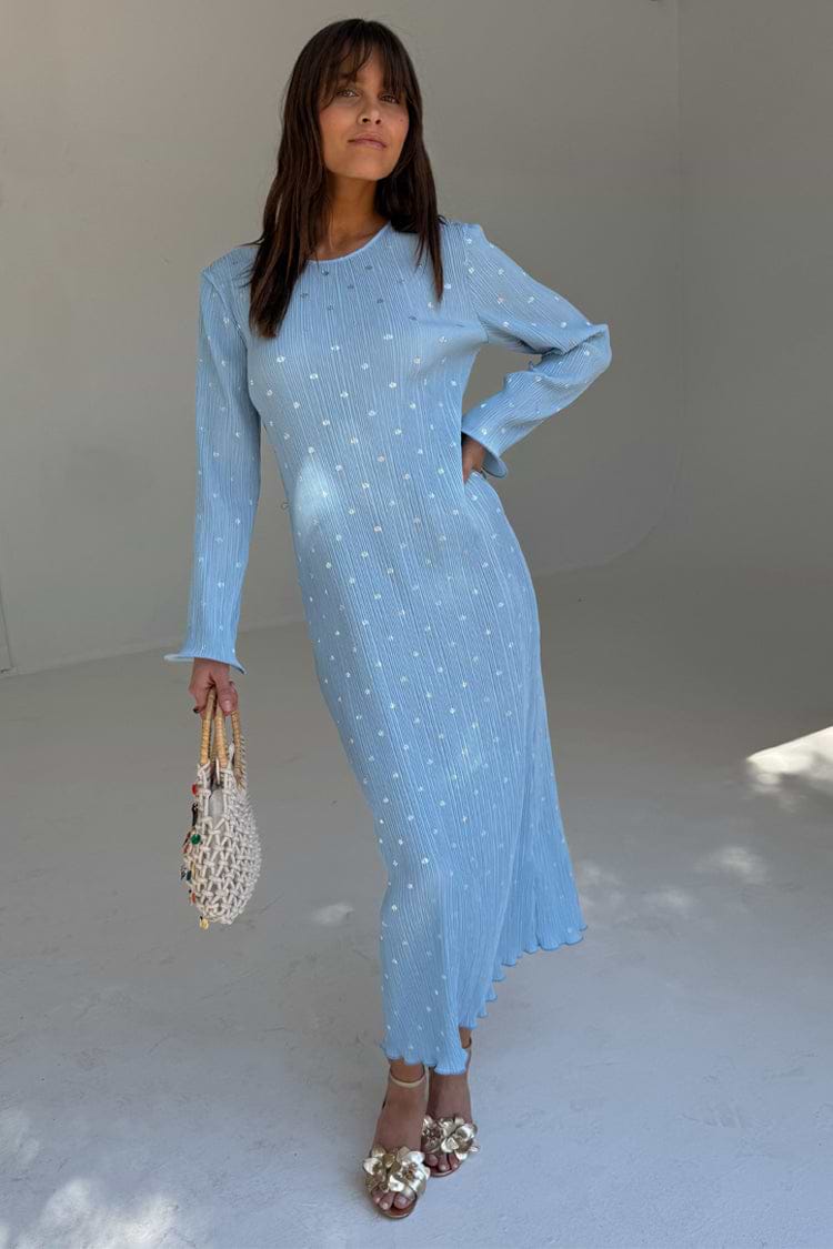 Blue Plisse Chloe Dress