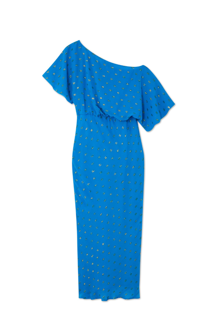 Blue Jacquard Tilly Dress Petite