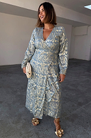 Thumbnail for caption_Model wears Blue Lottie Wrap Dress in UK size 18/ US 14