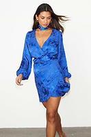 Thumbnail for caption_Model wears Blue Key To The Heart Mini Vienna Dress in UK size 10/ US 6