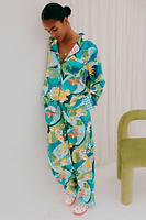 Thumbnail for caption_Model wears  Blue Mystical Button Through Pyjamas in UK size 8/ US 4