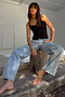 Scallop Detail Straight Leg Jeans