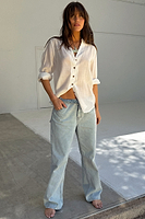 Thumbnail for Blue Scallop Detail Jeans Petite
