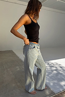 Thumbnail for Blue Scallop Detail Jeans Petite