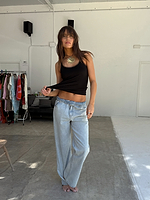 Thumbnail for Blue Scallop Detail Jeans Petite