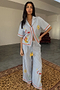 Blue Stripe Embroidered Pyjamas