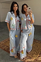 Blue Stripe Embroidered Pyjamas