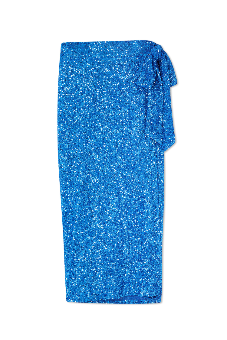 Blue Sequin Jaspre Wrap Skirt