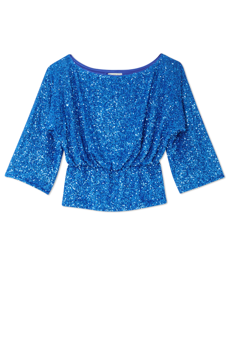 Blue Sequin Tilly Top