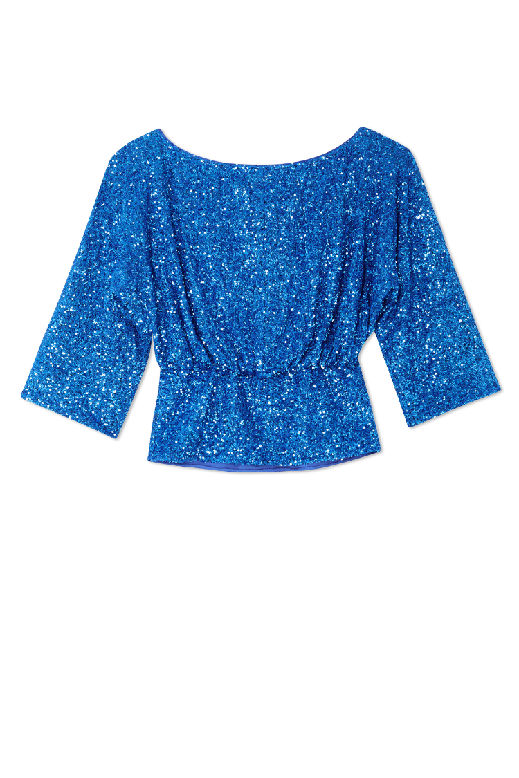 Blue Sequin Tilly Top