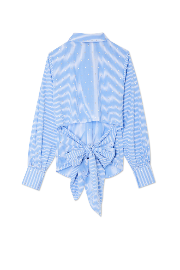 Blue Stripe Tie Back Shirt