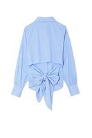 Thumbnail for Blue Stripe Tie Back Shirt