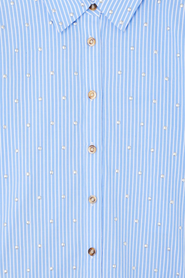 Blue Stripe Tie Back Shirt