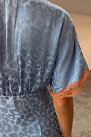 Thumbnail for Blue Jacquard Mini Thea Dress Petite