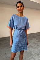 Thumbnail for Blue Jacquard Mini Thea Dress Petite