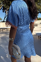 Thumbnail for Blue Jacquard Mini Thea Dress Petite