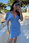 Blue Jacquard Mini Thea Dress
