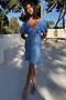 Blue Jacquard Mini Thea Dress Petite