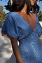 Blue Jacquard Mini Thea Dress