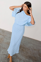 Thumbnail for caption_Model wears Ice Blue Plisse Tilly Dress in size S