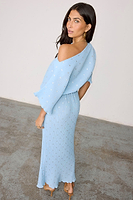 Thumbnail for caption_Model wears Ice Blue Plisse Tilly Dress in size S