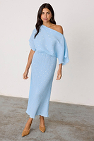 Thumbnail for caption_Model wears Ice Blue Plisse Tilly Dress in size S