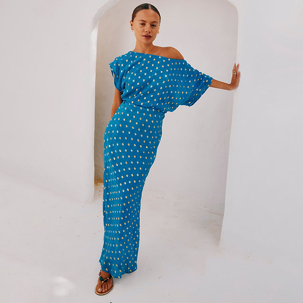 Blue Jacquard Tilly Dress – Never Fully Dressed