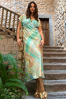 Thumbnail for caption_Model wears Pastel Boho Elodie Dress in UK size 16/ US 12