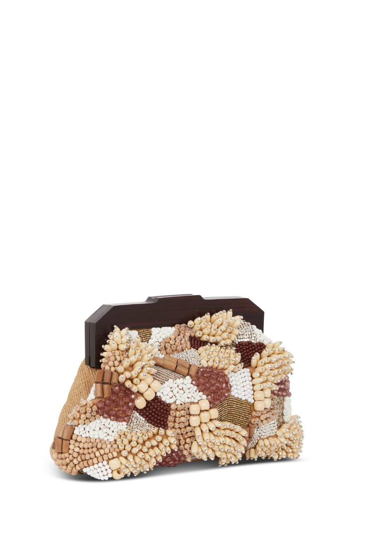 Brown Beaded Clutch Bag