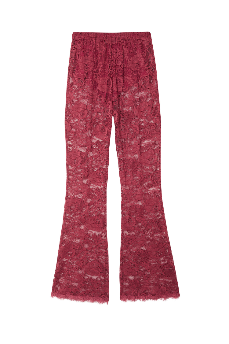 Burgundy Lace Diva Trousers