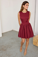 Thumbnail for caption_Model wears Burgundy Mini Monika Dress in UK size 10/ US 6