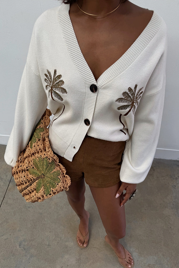 Embroidered Palm Boob Cardigan