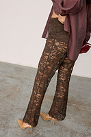 Thumbnail for caption_Model wears Chocolate Lace Diva Trousers in UK size 6/ US 2