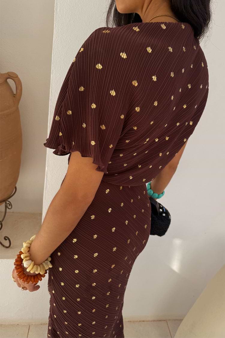 Chocolate Plisse Desiree Dress Petite