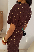 Thumbnail for Chocolate Plisse Desiree Dress Petite