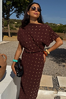 Thumbnail for Chocolate Plisse Desiree Dress Petite