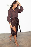 Thumbnail for caption_Model wears  Chocolate Sequin Jaspre Skirt in UK size 10/ US 6