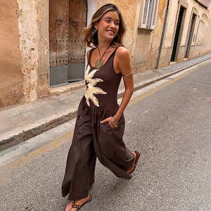 Chocolate Sun Poplin Jumpsuit