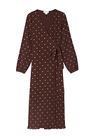 Thumbnail for Chocolate Plisse Wrap Dress Petite