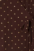 Thumbnail for Chocolate Plisse Wrap Dress Petite