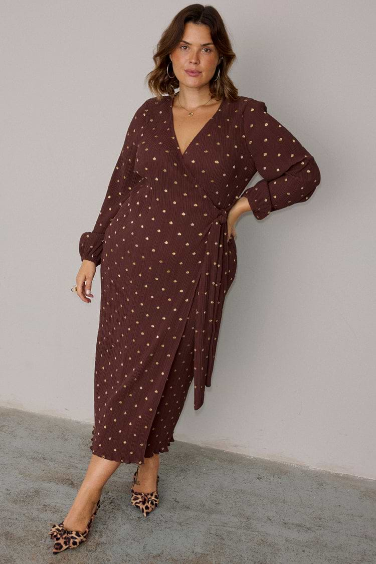 Plisse wrap dress best sale