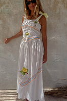 Thumbnail for caption_Model wears White Corfu Midi Dress in UK size 10/ US 6
